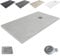 Outletaseo - Piatto doccia in resina extra piatto, antiscivolo, texture lavagna, disponibile in varie misure e colori, include valvola di scarico e griglia (70 x 90 cm, beige RAL 7036)