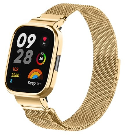 ZoRoll Correa Compatible con Xiaomi Redmi Watch 3, Correa de Reloj de Acero Inoxidable Tejida con Malla Compatible con Xiaomi Redmi Watch 3 - Oro