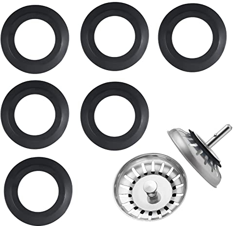 FANNAS Junta de Goma para Tapón para Desagüe Fregadero, 6 Peizas Sellos de Reemplazo de Tapón de Fregadero, Ø 54 mm Exterior, Ø 32 mm Interior, Sello de Labio de Colador de Fregadero Universal