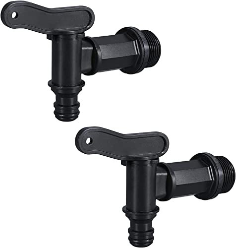 CKurityn 2 Pcs Robinet Cuve 1000l Plastique 3/4'' pour Recuperateur Eau de Pluie, Adaptateur de Boîte de Rangement d'eau IBC avec Joint Contre-Ecrou et Raccord de Robinet