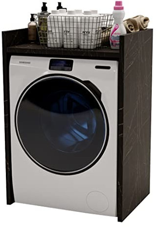 MRBLS_HOME Armoire pour machine à laver, sèche-linge, meuble de salle de bain, meuble de salle de bain, buanderie, plusieurs couleurs, 66x97x48 cm, marbre noir