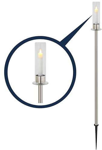 REV Flamelight Außenlampe, Gartenlampe in Kerzenoptik, Balkon Dekoration, Garten Deko, Terrassen Deko, IP44, Edelstahl