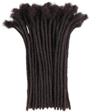 Extension de Locks Cheveux Naturel (6Pouces 0.4cm 20Locs Noir Naturel) | Handmade Dreadlocks Extension Cheveux Humain for Black Men/Women