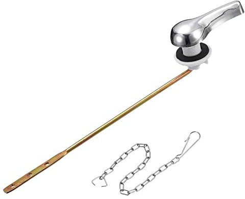 sourcing map Manija Inodoro Reemplazo Kit, Manija de Descarga de Cisterna de Inodoro Universal Frontal Montaje, Disparador Palanca Inodoro con Cadena para Baño Inodoro Tanque, ABS Hierro