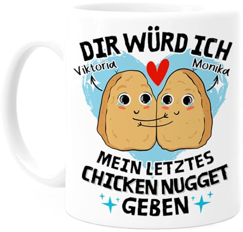 Tassenliebling® - Beste Freundin Tasse personalisiert lustig - Mein letztes Chicken Nugget - Geschenk für Freundinnen Schwestern Kolleginnen Freund zum Geburtstag oder Jahrestag