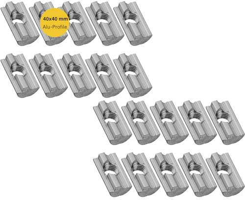 Avoltik 100x Premium m8 Nutensteine I Alu Nutensteine M8 mit einschwenkbarer Federkugel zur Befestigung für PV-Module I robuste Nut-Steine aus hochwertigem Aluminium passend für 40 x 40 Alu-Profile