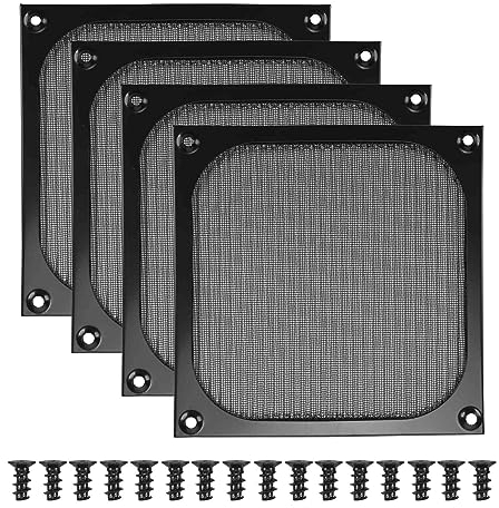 Oewnvmd 140 Mm Desktop Computer GehäUse LüFter, Filter Gitter, Staubdichte GehäUse Abdeckung mit Schrauben, Aluminium Rahmen, 4 Pack