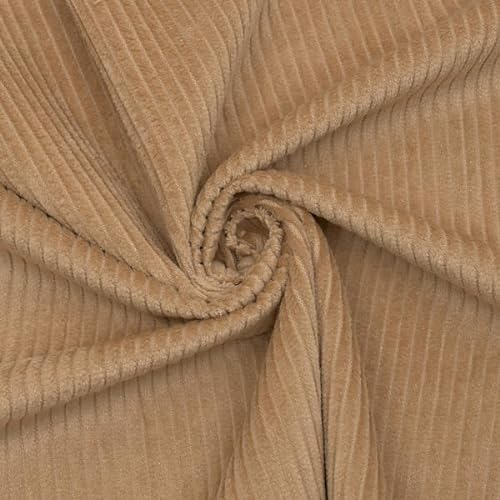 STOFFKONTOR 100% Baumwollstoff Breitcord Stoff - Meterware, Farbe Camel - zum Nähen von Bekleidung, Kissen und Dekorationen