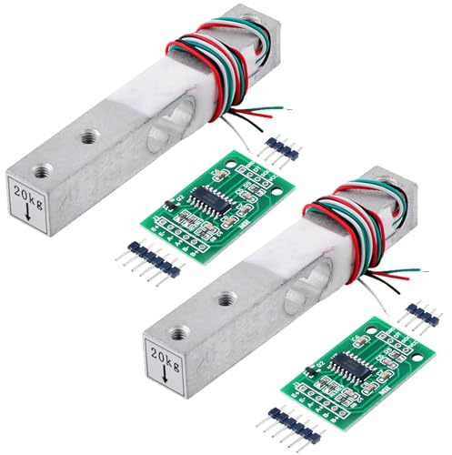 Wishiot 2PCS 1kg 5kg 10kg 20kg Digital Load Cell Weight Sensor High Precision Miniature Load Cells for Arduino DIY Electronic Portable Kitchen Scale Sensors ((20kg + HX711), 2)