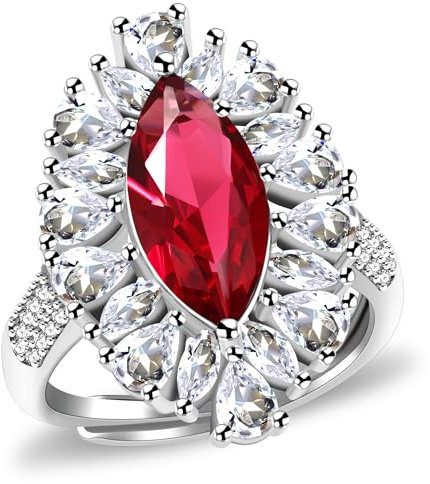 Uloveido Bague de cocktail tendance en forme de cœur/marquise/nœud/rond réglable en oxyde de zirconium pour femme, adjustable, Cristal Métal non précieux Cristal, Zircone cubique