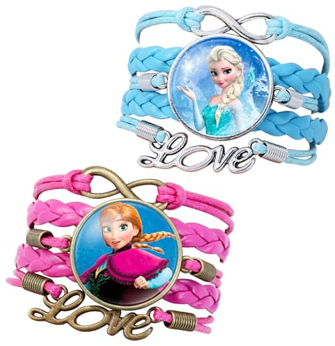 WKxinxuan 2pcs Elsa Armband Mädchen, Elsa und Anna Armband Schmuck Set, Geeignet für den Alltag für Freunde