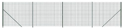vidaXL Maschendrahtzaun, Gartenzaun mit Bodenflansch, Drahtzaun Zaun mit PVC-Beschichtung, Metallzaun Komplettset Zaunset, Grün 2x10 m