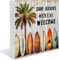 Surfbrett-Holz-Schild, Surf-Geschenke für Kollegen, lustige Garagendekoration, Regal-Dekor für Männer, Büro, Schreibtisch, Tafelaufsatz, Holzblock-Schilder für Regal, Schreibtischdekoration, 17,8 x