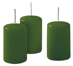 Cereria di Giorgio Risthò Kerzen Durchmesser 4 cm Höhe 7 - Dunkelgrün - Packung mit 12 Stück