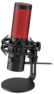 HyperX QuadCast 2, Microfono da Gaming, USB a condensatore, Antivibrazione e Antiurto, Indicatore LED, Software HyperX NGENUITY, Compatibile con PC, PS5, PS4, Mac, Switch, Nero/Rosso