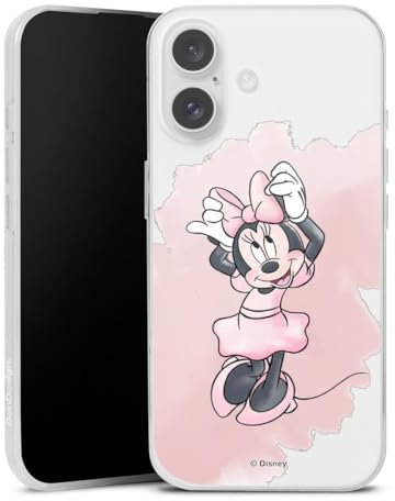 Slim Case extra dünn kompatibel mit Apple iPhone 16 Silikon Handyhülle transparent Hülle Mickey & Minnie Mouse Disney Motiv ohne Hintergrund