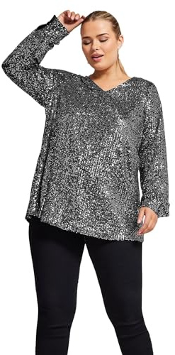 Yours London Curve Sequin V-Neck Top - Women's - Plus Size Curve