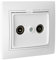 Toma intermedia blanca para TV y radio, serie Europa, con solera, ideal para instalaciones eléctricas en hogar y oficina.