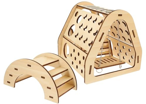 PEPLAYTAL Cachette pour Hamster Bois à Monter Soi-même Pont pour Hamster Maisonnette pour Habitat Décoration pour Cage
