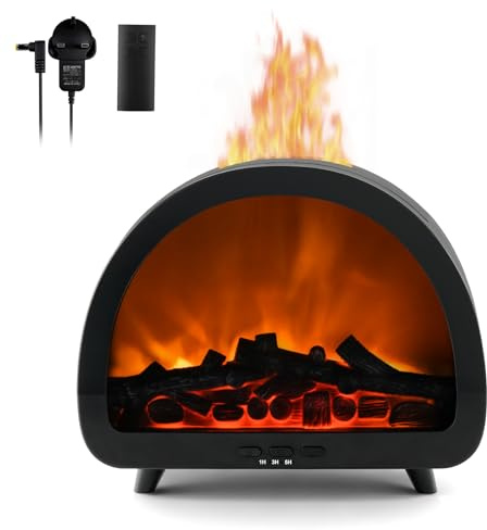 Neulriscn Flame Diffuser, Fireplace Essential Oil Diffuser, 200ml 3D Fire Diffusers for Home, 12 Colours Fireplace Humidifier with Remote Control for Bedroom, Office, Waterless Auto-Off and Timer