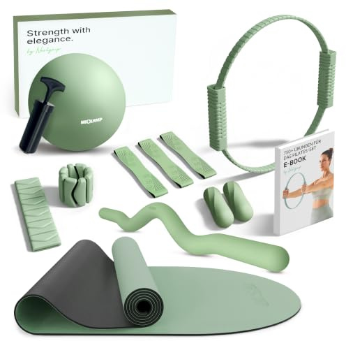 NEOLYMP Pilates Set für Zuhause – Pilates Ball, Pilates Ring & Gewichte – Komplettes Pilates Zubehör Set – inkl. Pilates Bänder, 1kg Hanteln & E-Book – Pilates Essential Kit