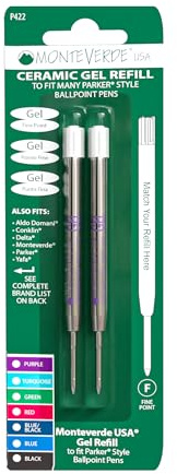 Monteverde Fine Point Capless Gel Refill for Parker Ballpoint Pens - Purple (Pack of 2)