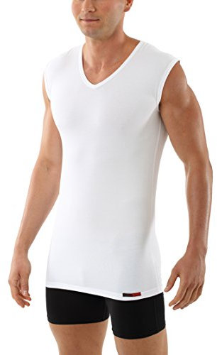 ALBERT KREUZ Camiseta Interior Blanca sin Mangas con Cuello de Pico y de algodón elástico 06/L