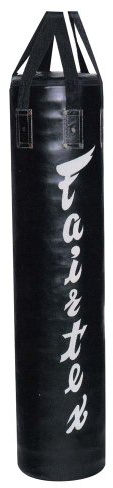 Fairtex Borsa pesante banana, goccia a goccia, bowling, asta da 2,1 m, borsa angolare, HB3 HB4 HB6 HB7 HB10 HB12 per Muay Thai, boxe, kickboxing, MMA | Pelle sintetica a tutta lunghezza con fodera antistrappo. Il cilindro esteso assorbe i polpacci bassi