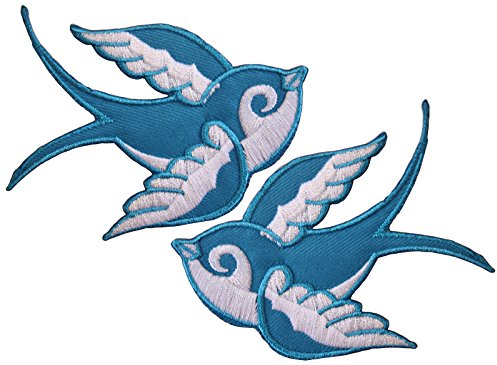 Schwalben Aufnäher Bügelbild Aufbügler Patch Swallow Rockabilly Stick Tattoo, C1007