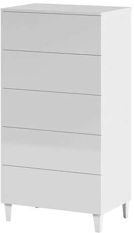 Habitdesign Modèle Loft Commode 5 tiroirs Blanc brillant 117 x 61 x 40 cm