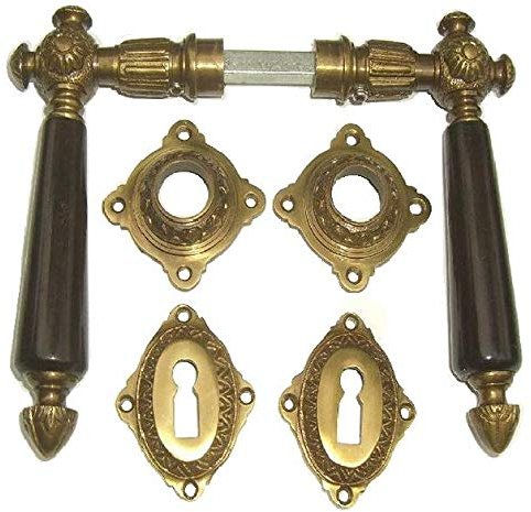 Zimmer- Türklinken Messing antik Gründerzeit Jugendstil 3-BB-AE
