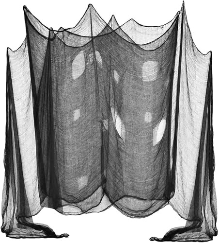 50 Pieces Halloween Creepy Cloth Black Gauze Decoration - Spooky Cheesecloth Net (76 x 228cm Each) for Haunted House, Party, Door, Window, Wall & Table Décor