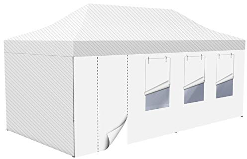 Vispronet Zeltwand mit Tür & Fenster für Faltzelt Basic, Select & Eco (3m x 6m, Weiß)