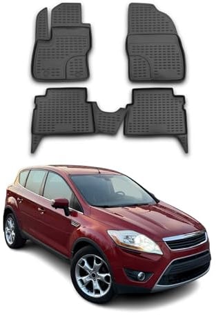 OMAC Fußmatten für Ford Kuga 2008-2012 TPE 4X Schwarz | Gummimatten, Automatten, Allwetter, fahrzeugspezifisches Produkt, Antirutsch, 3D-Passform, wasserdicht