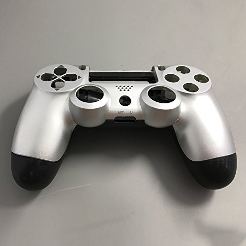 GGZone Ersatz-Gehäuse für PS4-Controller, alte Version JDS-001 JDS-010 JDS-011 (Silber-Schwarz)