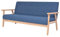 vidaXL Sofa 3-Sitzer mit Armlehnen Dreisitzer Stoffsofa Polstersofa Loungesofa Couch Polstermöbel Wohnzimmersofa Stoff Blau Holzgestell