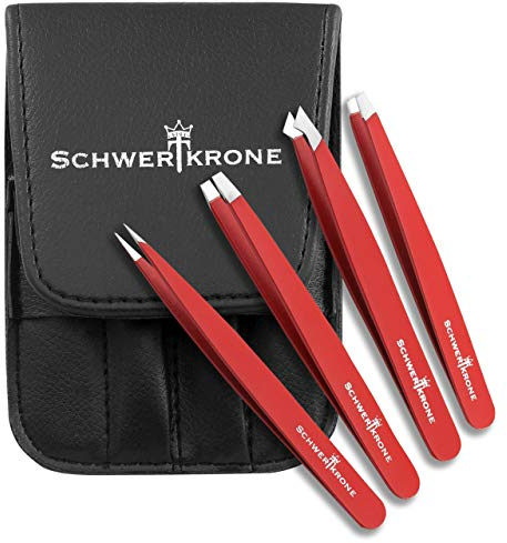 Schwertkrone Pinzette per sopracciglia 4 pezzi set pinzette Sliver
