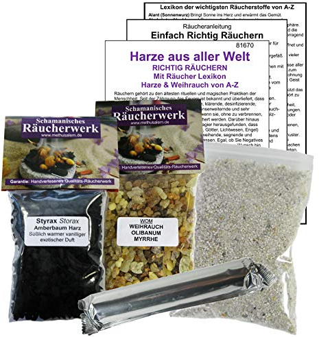 2 x 50ml Styrax & WEIHRAUCH mit MYRRHE zum räuchern 6-TLG Räucherset mit Räucherwerk + Räucherkohle + Räucherzubehör. 81670-11