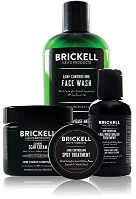 Brickell Men's Acne Controlling System for Men, Acne Fighting Face Moisturizer Treatment, Face Wash, Spot Treatment, and Scar Cream, Natural & Organic