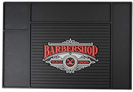 minkissy Arbeitsplatzmatte Friseur Werkzeugmatte Silikon rutschfeste Matte für Salon Barbershop Schönheitssalon Werkzeuge Clippers Organisator Pad (Schwarz)