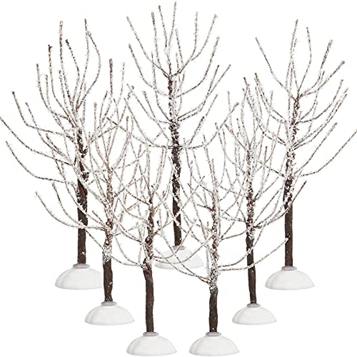 7 Stücke Weihnachten Dekor Bäume, Schnee Bedeckte Dorf Bäume, Winter Schnee Modell Bäume in 2 Größen für Weihnachtsbaum Anzeigen, Märchen Gärten, Dorf Anzeigen und Urlaub Dekoration