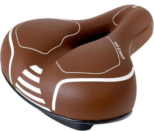 GORIX Fahrrad Dickes Kissen Sattel Sitz Bequemes Kissen mit Schiene Rennrad für Damen und Herren (GX-C118) (Braun)