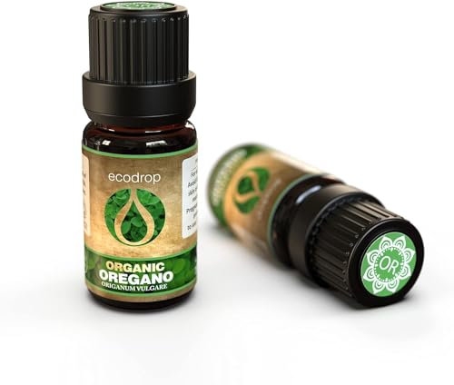 Ecodrop Pure Oregano Essential Oil – 10ml Bottle |100% Natural Herbaceous Aromatherapy Oil for Clear & Healthy Skin |Origanum Vulgare, Soothes & Nourishe|Certified Organic