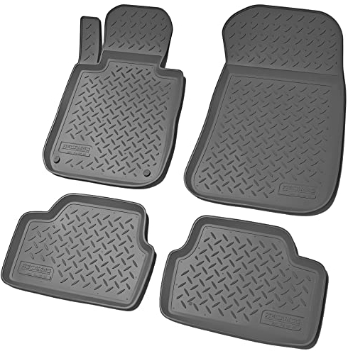 Recambo 3D Gummi Fußmatten kompatibel für BMW 1er | Typ E81 E82 E87 E88 | Auto Gummimatten | Passgenau | mit Rand | schwarz