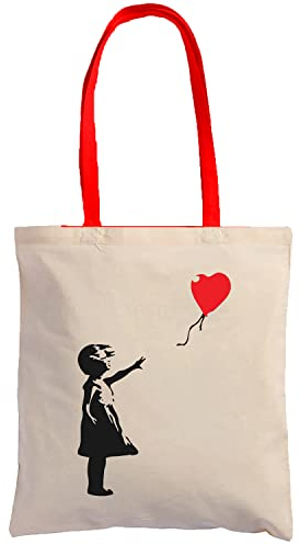 Hole Gadget S.r.l Shopper Baumwolle Damen Banksy Tote Bag Aesthetic Leinwand Tasche 100% Einkaufstasche Natürliche Wiederverwendbare Handwerk Made in Italy des Autors, beige, Medium