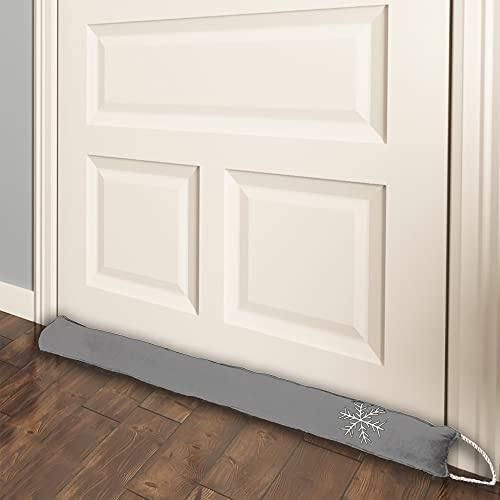 Simply Genius Lot de 2 butées de porte par temps froid - 91,4 cm - Coupe-vent serpent pour bas de porte et rebord de fenêtre (gris, lot de 2)