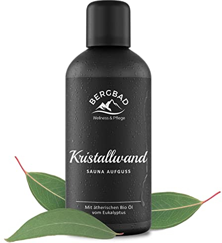 BERGBAD Saunaaufguss BIO EUKALYPTUS 100ml Kristallwand - Natürlicher Sauna-Aufguss mit ätherischen BIO Ölen