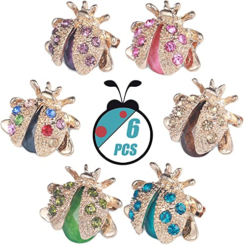 La Llareta Tier Strass Brosche, 6 Stück Frauen Brosche Insekt, Vintage Damen Strass Brosche, Insektenbrosche für Bankette, Partys, Hochzeiten, Kleider, Dekorationen, Weihnachtsgeschenke (6 Farben)
