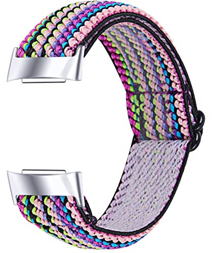 Chofit Bracelet compatible avec les bracelets Fitbit Charge 6/Charge 5, bracelets élastiques en nylon tissé étanche de rechange pour traqueur d'activité Charge 6/5 (9)