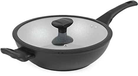 Russell Hobbs RH01860EU7 Crystaltech 28cm Wokpfanne, 7 x Harter Antihaftwok mit Deckel, BPA/PFOA-frei wok, Metallutensilien/Induktionfest pfanne, leichte Reinigun, woks & wokpfannen mit Bakelit Griff